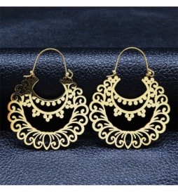 BOUCLE D OREILLE ACIER DORE CREOLE  FLEUR