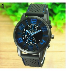 MONTRE NOIR NONAME CHIFFRES BLEU ET NOIR