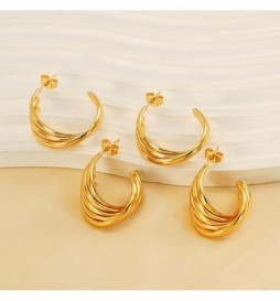 BOUCLE D OREILLE ACIER DORE CREOLE  