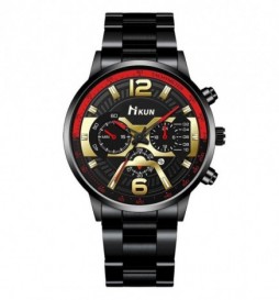 MONTRE TIKUN BRACELET NOIR CADRAN OR ET NOIR