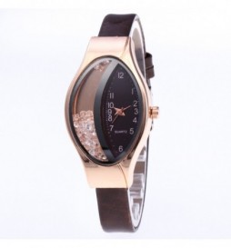 MONTRE NONAME OVALE MARRON CADRAN 2 COULEURS OR ROSE