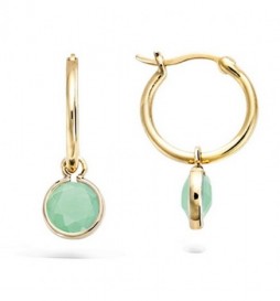 BOUCLE DOREILLES EN PLAQUE OR MINI  CREOLE MILKY VERT