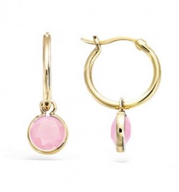 BOUCLE DOREILLES EN PLAQUE OR MINI  CREOLE MILKY ROSE