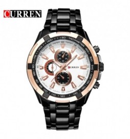 MONTRE CURREN 8023 NOIR CADRAN GOLD ET BLANC
