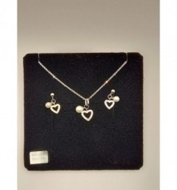  COFFRET ARGENT 925 RHODIE COEUR AVEC PERLE SYNTHETIQUE