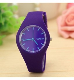 MONTRE GENEVA VIOLETTE AIGUILLES BLEU