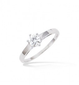 T50 BAGUE EN ARGENT 925 RHODIE SOLITAIRE ROND 5MM TAILLE 50