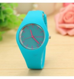 MONTRE GENEVA BLEU AIGUILLES ROSE