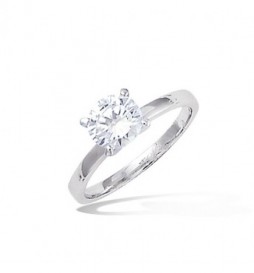 T54 BAGUE EN ARGENT 925 RHODIE SOLITAIRE OXYDES BLANCS TAILLE 54