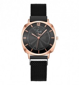 MONTRE FADI NOIR CADRAN OR ROSE
