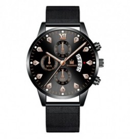 MONTRE SHAARMS NOIR ET  OR ROSE AVEC DATE