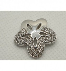 PENDENTIF FLEUR OR BLANC 750/1000 DIAMANTS