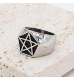 BAGUE ACIER ETOILE  TAILLE 68