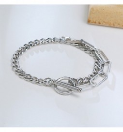 BRACELET ACIER DOUBLE MAILLE AVEC FERMOIR EN T