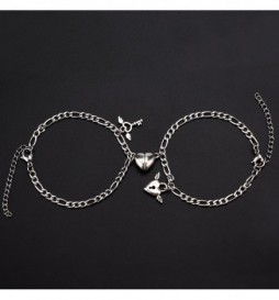 DEUX BRACELETS  ACIER SPECIAL COUPLE MAILLE CHEVAL ALTERNE