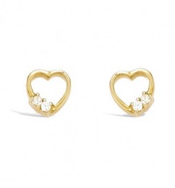 BOUCLE DOREILLES EN PLAQUE OR COEUR