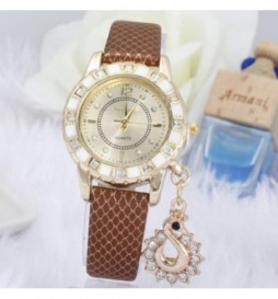 MONTRE KIMSENG MARRON CADRAN JAUNE 