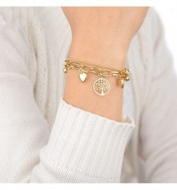 BRACELET ACIER DORE COEUR ET ARBRE DE VIE  20CM/24CM