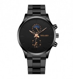 MONTRE YOLAKO NOIR 2 CADRANS ORANGE