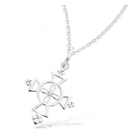 PENDENTIF EN ARGENT MASSIF  925 RHODIE  CROIX ETHOPIAN