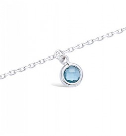 BRACELET EN ARGENT 925 RHODIE MOTIF OXYDE BLEU ROND SERTI CLOS