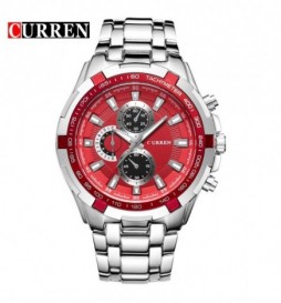 MONTRE CURREN 8023 SILVER CADRAN ROUGE