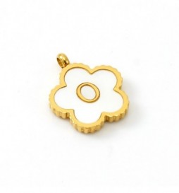 PENDENTIF ACIER FLEUR LETTRE O METAL DORE