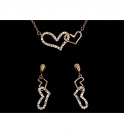 COFFRET PLAQUE OR DOUBLE COEUR PENDANTE