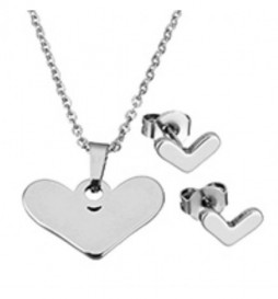 COLLIER COEUR AVEC BOUCLE D OREILLE ACIER