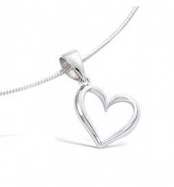 PENDENTIF EN ARGENT 925 RHODIE COEUR EVIDE