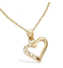 PENDENTIF EN PLAQUE OR COEUR A MOITIE AVEC OXYDES