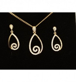 COFFRET PLAQUE OR GOUTTE SPIRALE PENDANT OXYDE