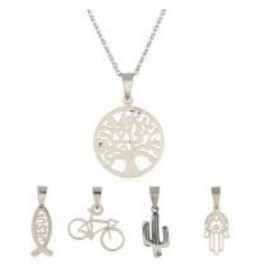 COLLIER AVEC 5 PENDENTIFS ACIER