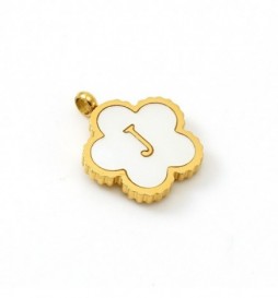 PENDENTIF ACIER FLEUR LETTRE J METAL DORE