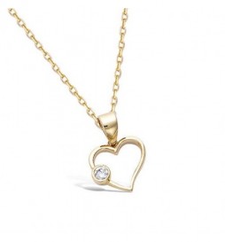 PENDENTIF EN PLAQUE OR  COEUR EVIDE AVEC UN OXYDE