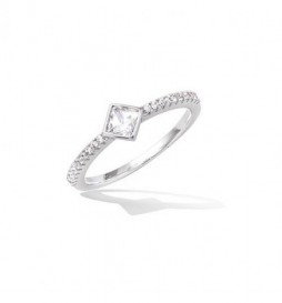 BAGUE EN ARGENT 925 RHODIE SOLITAIRE AVEC OXYDES T58
