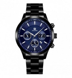 MONTRE SHAARMS NOIR ET BLEU GRIS  AVEC DATE