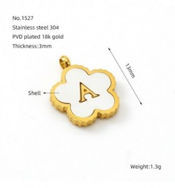PENDENTIF ACIER FLEUR LETTRE A METAL DORE