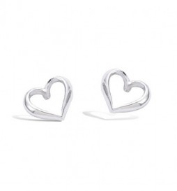 BOUCLE DOREILLES EN ARGENT 925 RHODIE COEUR  AJOURE