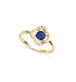 T50 BAGUE EN PLAQUE OR FLEUR BLEU  TAILLE 50