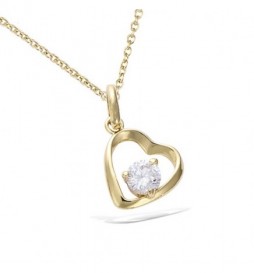 PENDENTIF EN PLAQUE OR  COEUR EVIDE AVEC UN  OXYDE 