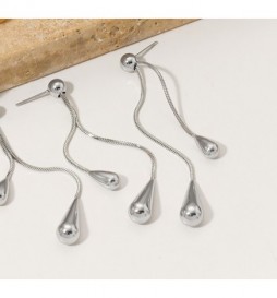 BOUCLE D OREILLE ACIER GOUTTE  