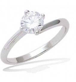 BAGUE EN ARGENT 925 RHODIE SOLITAIRE 6MM TAILLE 50