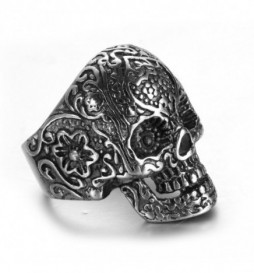 BAGUE ACIER TETE DE MORT TAILLE 74