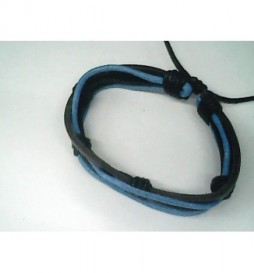 BRACELET EN CUIR  CORDE TRESSE BLEU MARRON 
