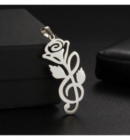 PENDENTIF ACIER  ROSE 