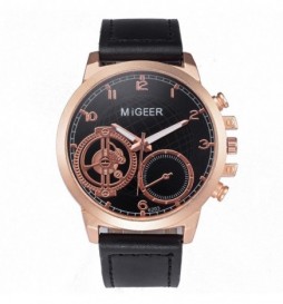 MONTRE MIGEER NOIR ECRAN OR ROSE