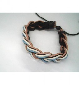 BRACELET EN CUIR  4 CORDES BLEU ET NOIR