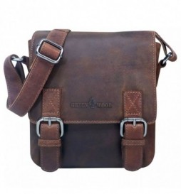 POCHETTE FAIT MAIN CUIR POLI ET CIRE KHAKI