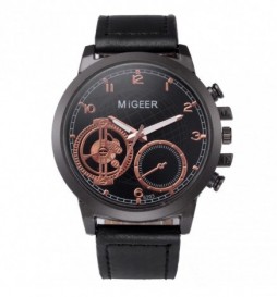 MONTRE MIGEER NOIR ET OR ROSE